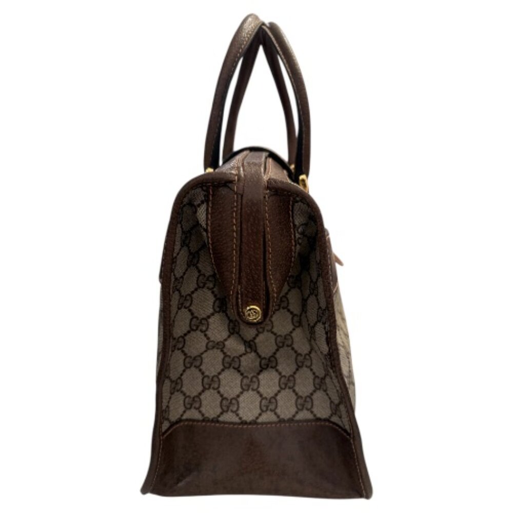 Vintage Gucci Doctor Style Frame Bag | GG Supreme Monogram | Brown Leather - Picture 3 of 9